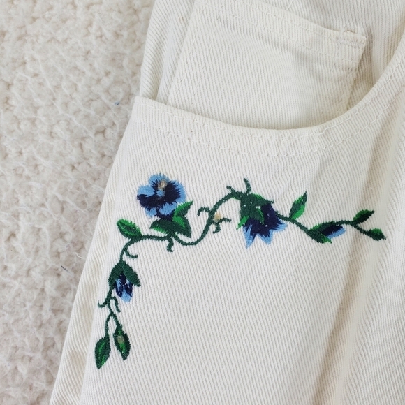 Vtg Fredericks Hollywood White Hi Rise Tapered Jean 9 10 25x30 Floral Embroidery - Picture 11 of 14